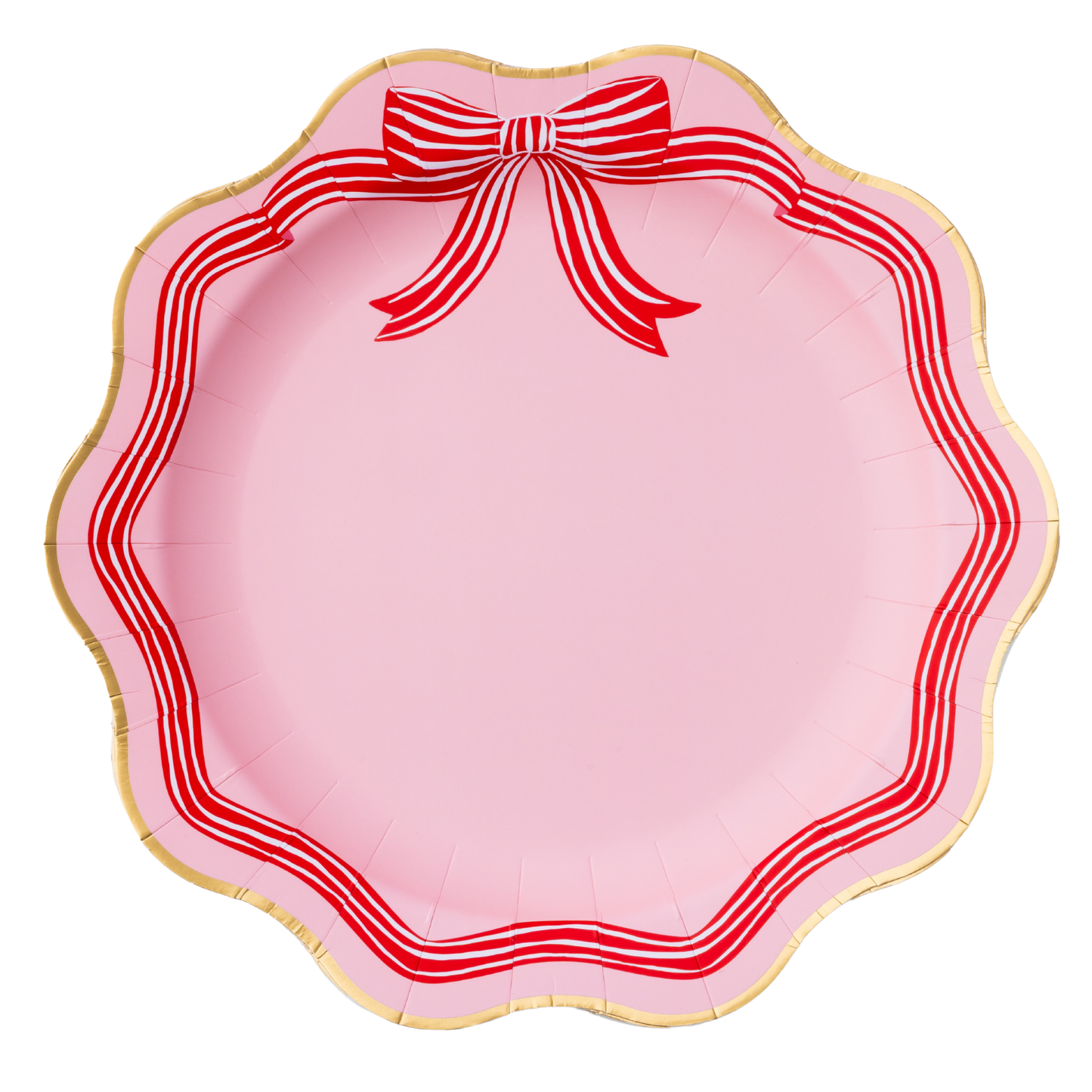 ELEGANT PINK PEPPERMINT BOW DINNER PLATES
