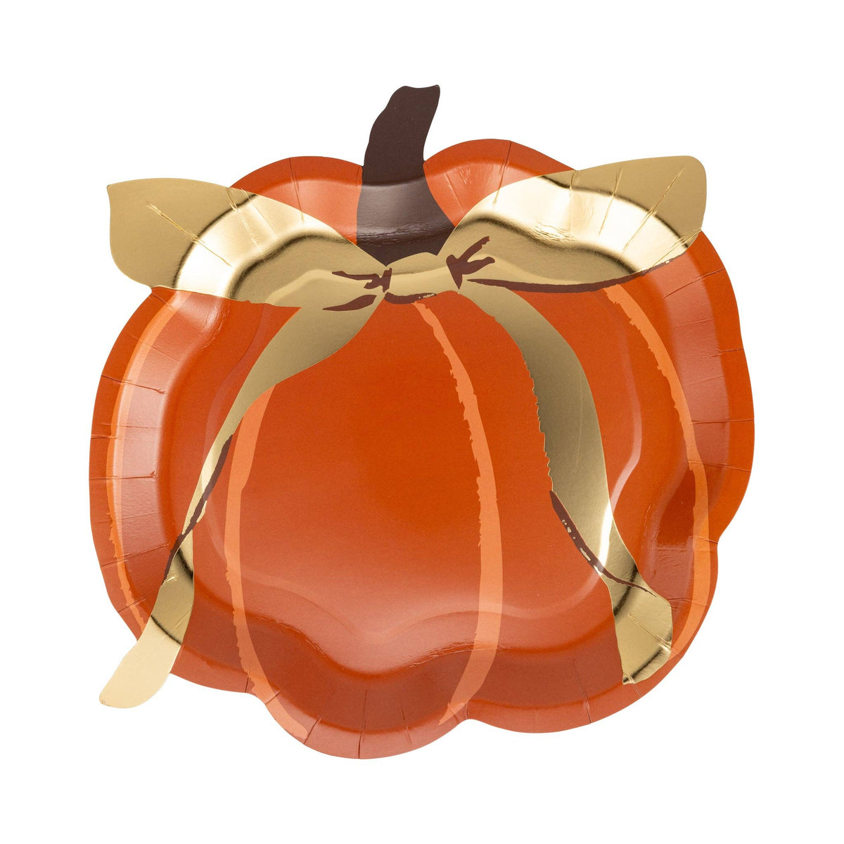 PLPL2676 - PUMPKIN GOLD FOIL BOW 10" PAPER PLATE (8ct)