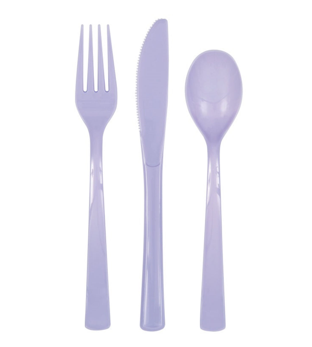 Lavender Assorted Plastic Cutlery 18ct