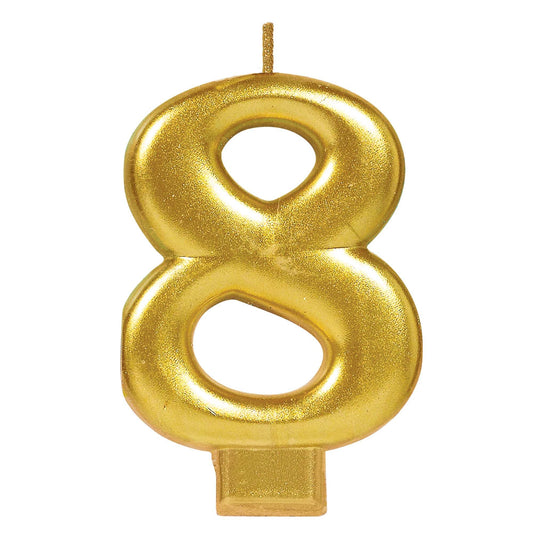 Gold Number 8 Candle