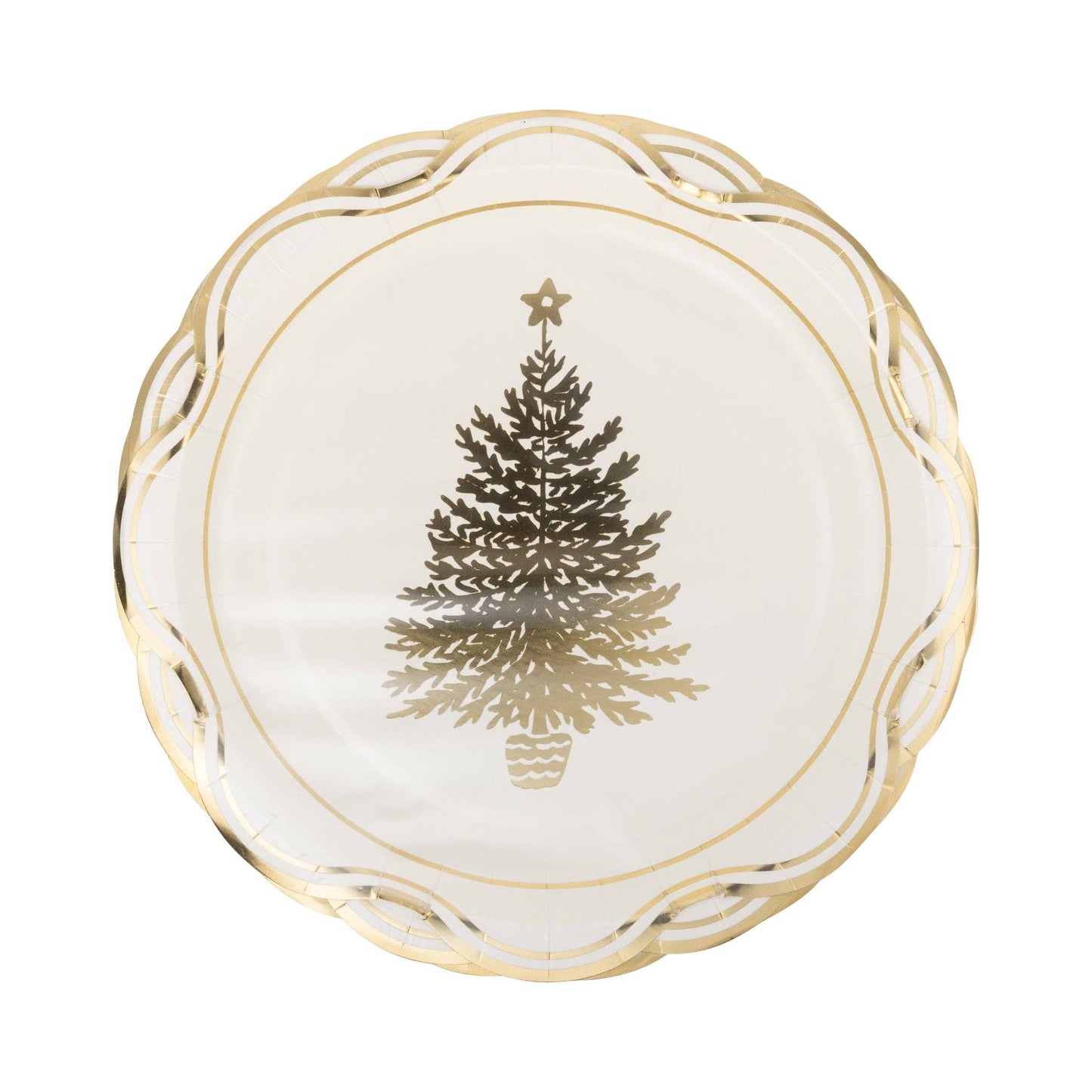 PLPL1674 - Gold Christmas Tree Paper Plate
