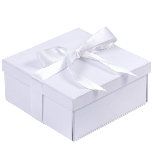 5" x 5" x 2.4" Gift Box w/ Satin Ribbon: White