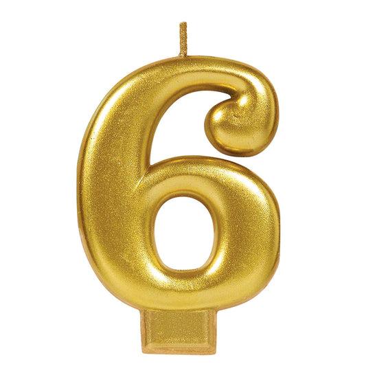 Gold Number 6 Candle
