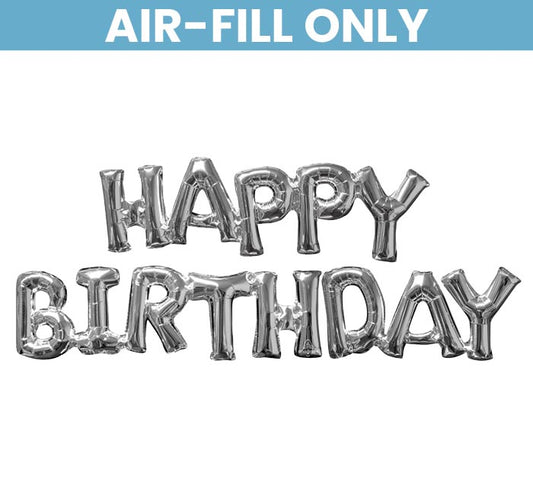 Happy Birthday Phrase Foil Silver(Air-Fill)