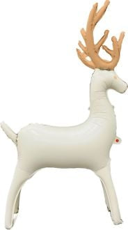 48” White Reindeer with Gold Antlers