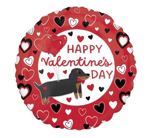 Daschund Valentines Heart Foil