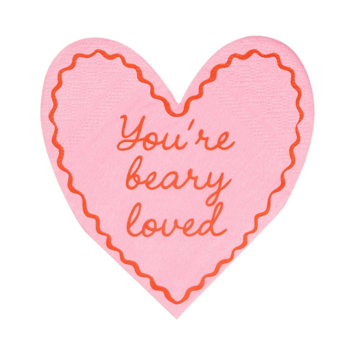 BER1239 - Occasions Beary Loved Heart Shaped Cocktail Napkins