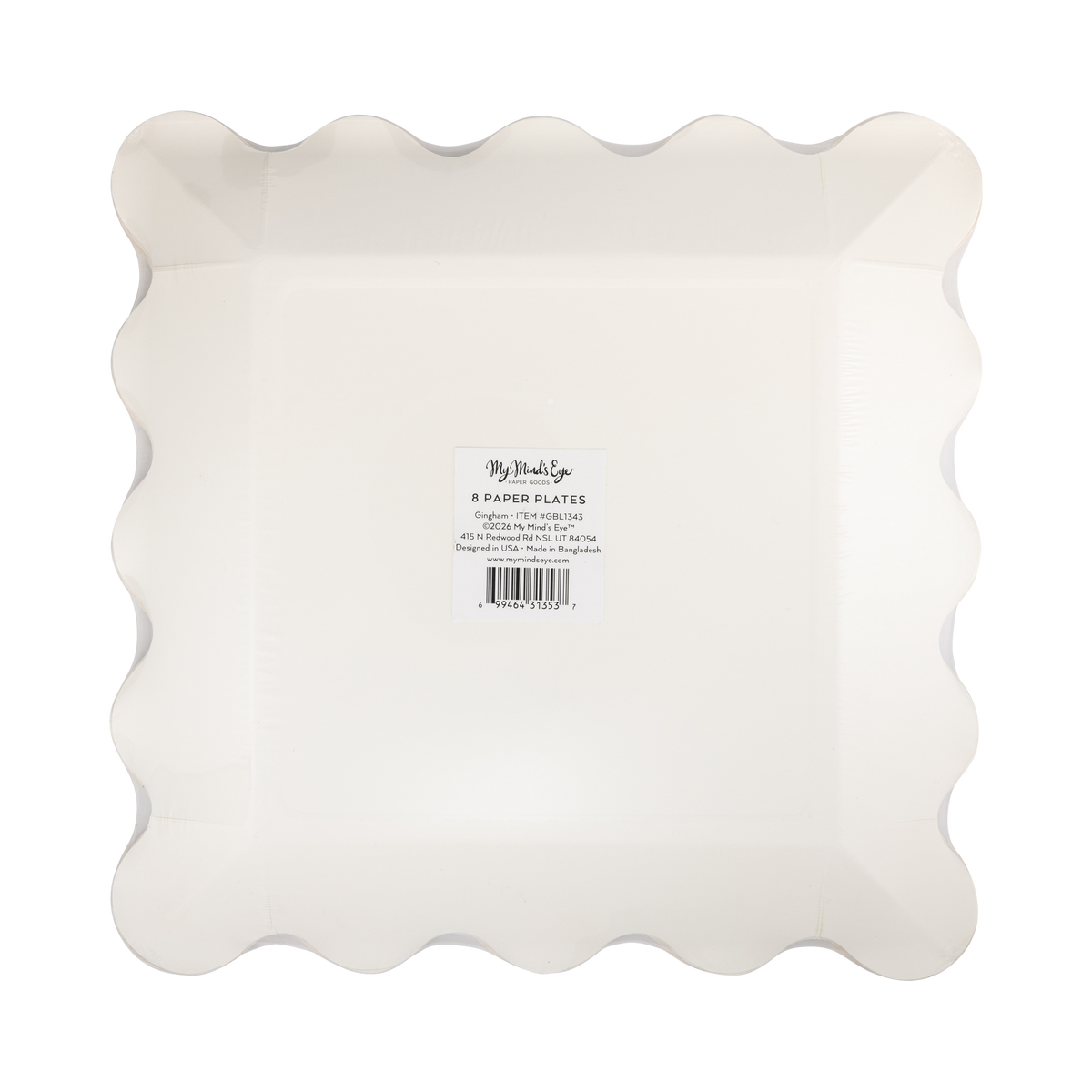 GBL1343 - Rust Gingham Scalloped Square Paper Plates