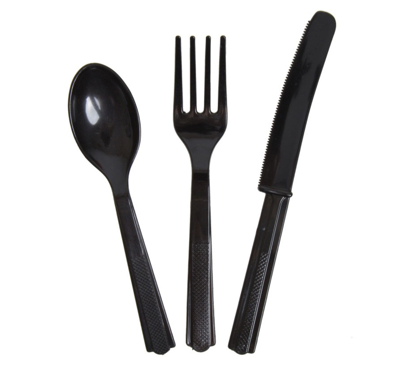 Black Assorted Plastic Cutlery 18ct