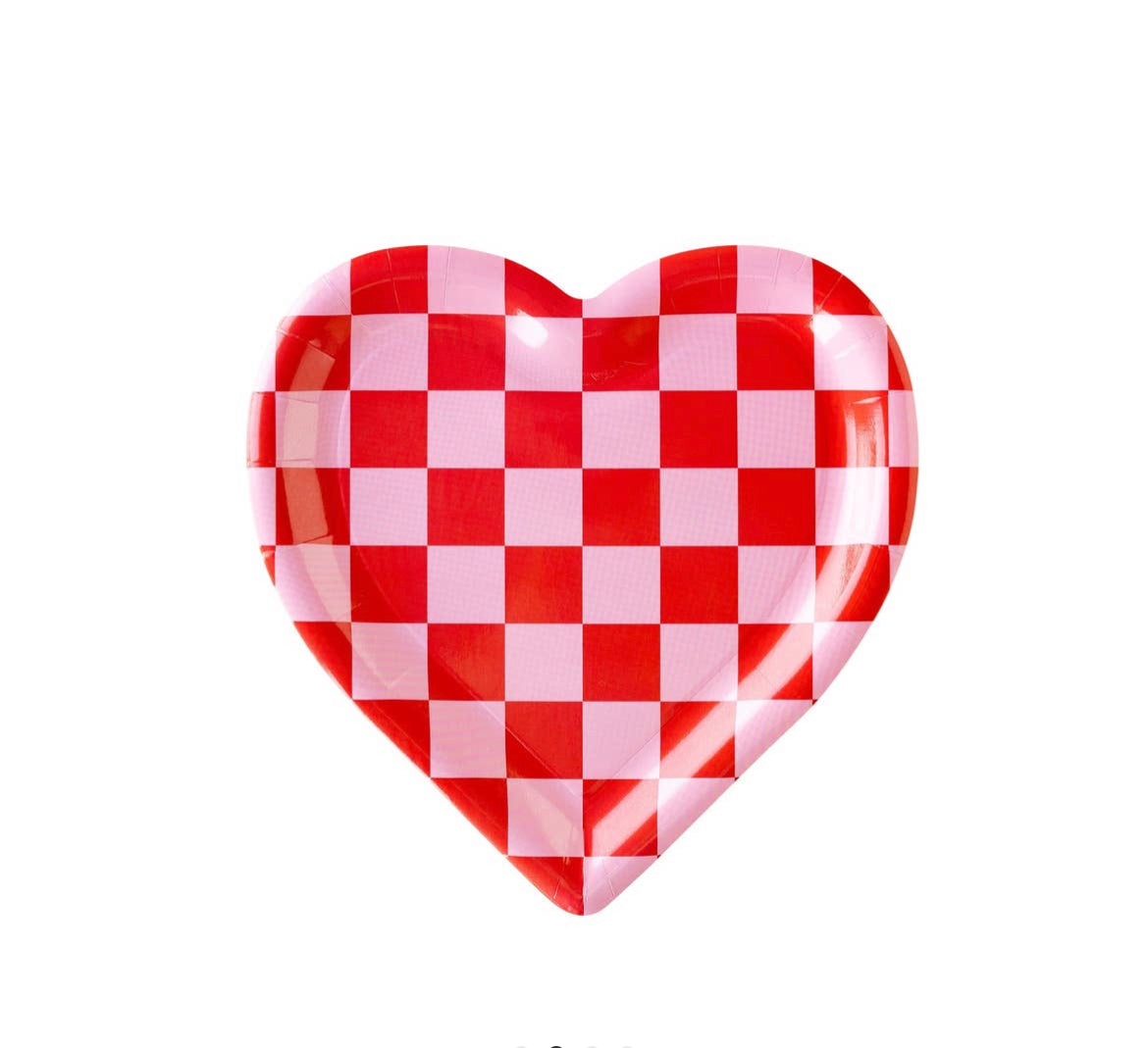 Checkered Heart 10” Plate- 8ct