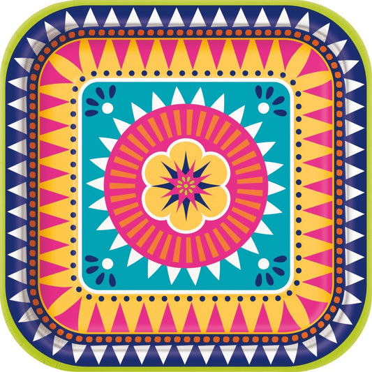 Boho Fiesta 9” Square Plates- 8ct