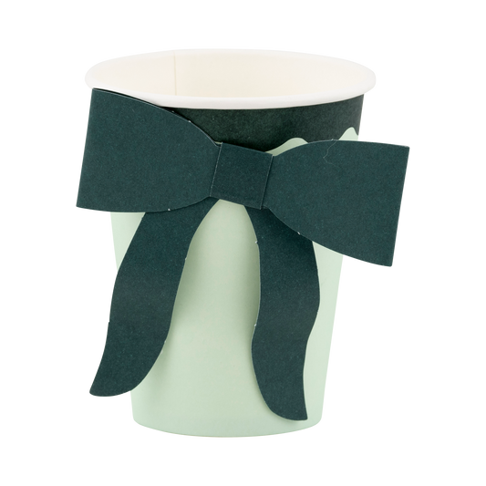 BOW1108 - Mint and Green Bow Paper Cups