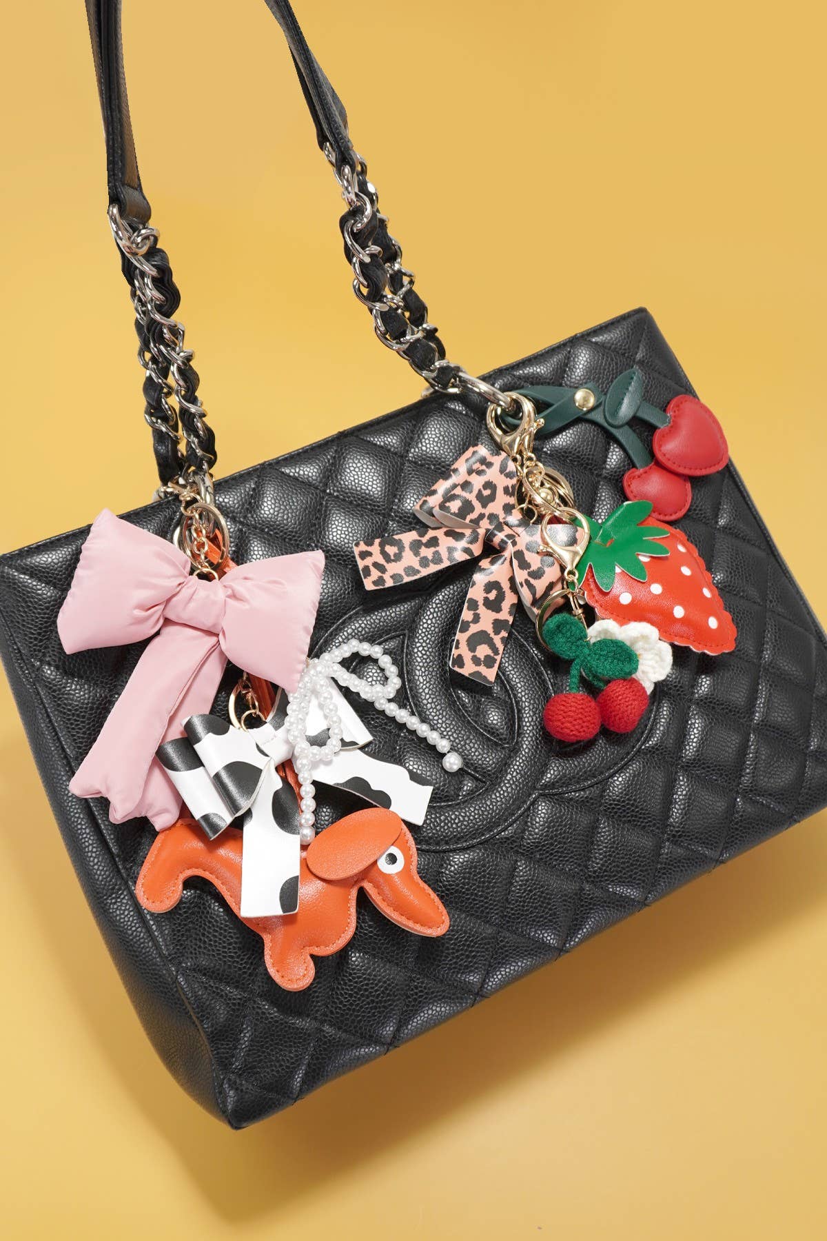 TRENDING PUFFY BOW RIBBON BAG CHARM KEYCHAIN | 40KC109: Pink