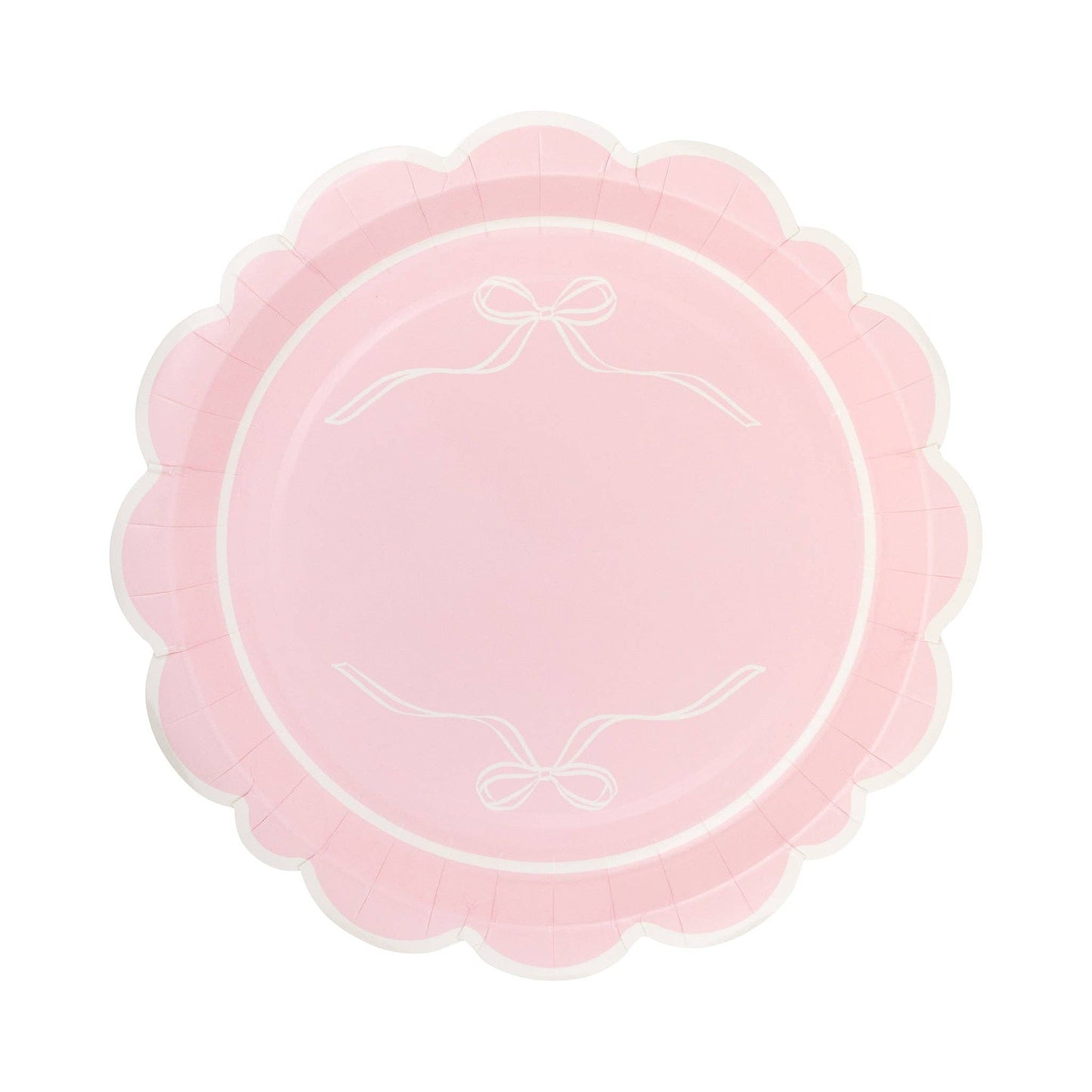 PLPL1830 - Round Pink Bows Paper Plate
