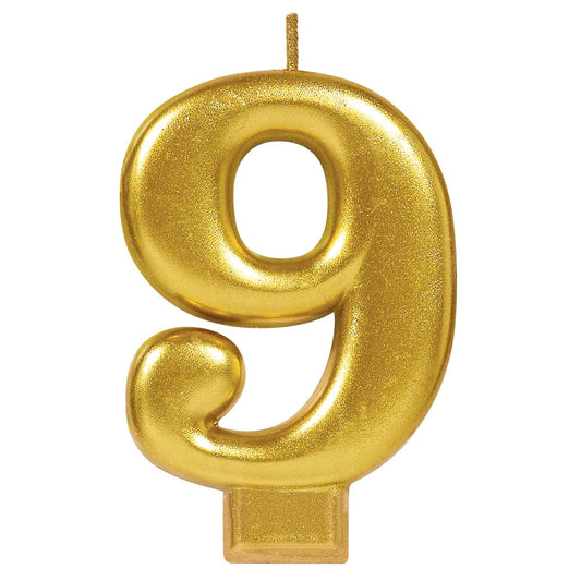 Gold Number 9 Candle