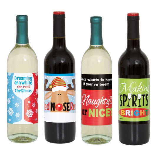 Christmas Wine Bottle Labels- 4ct