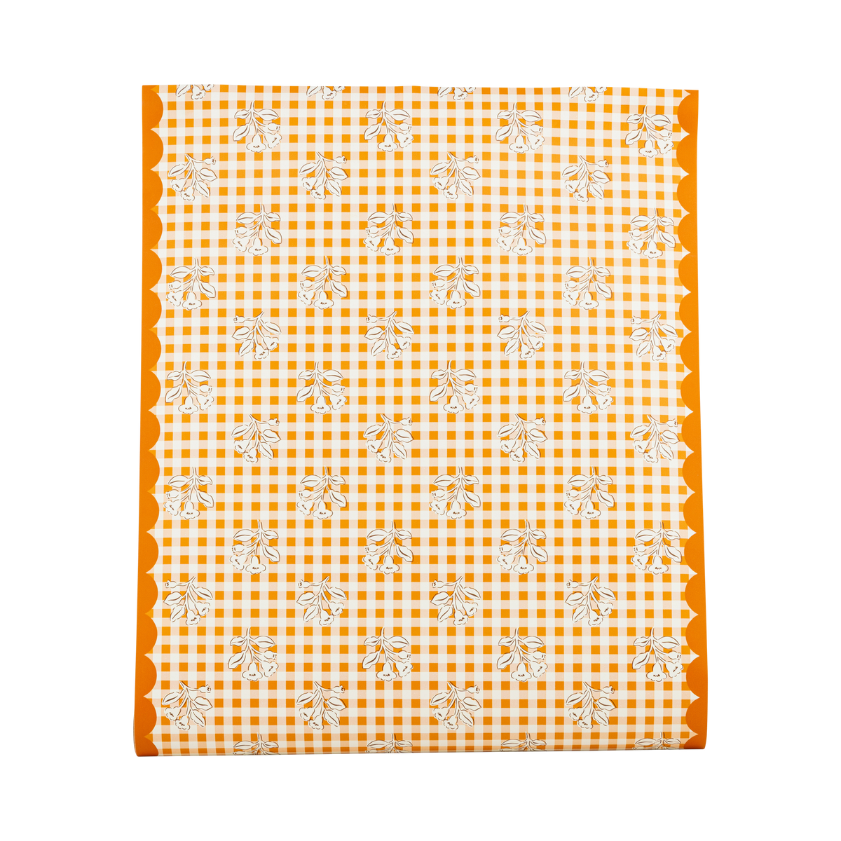 HRV1320 - Rust Gingham Block Print Paper Table Runner