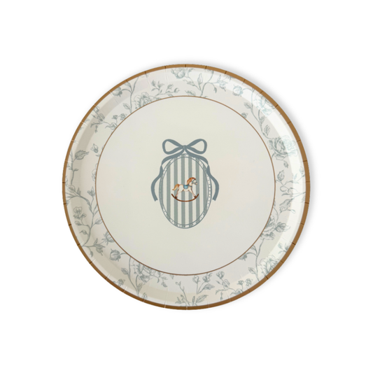Baby Shower Toile Light Blue Salad Plate, 12pcs