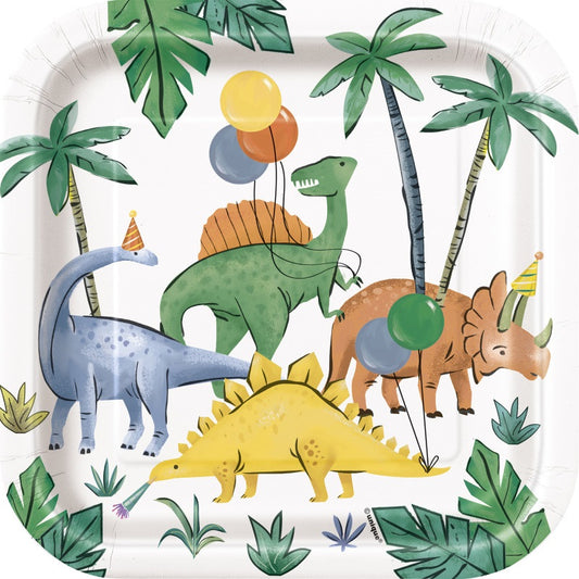 Partying Dinos 7” Plates- 8ct