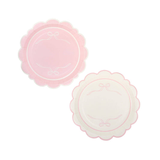 PLPL1830 - Round Pink Bows Paper Plate
