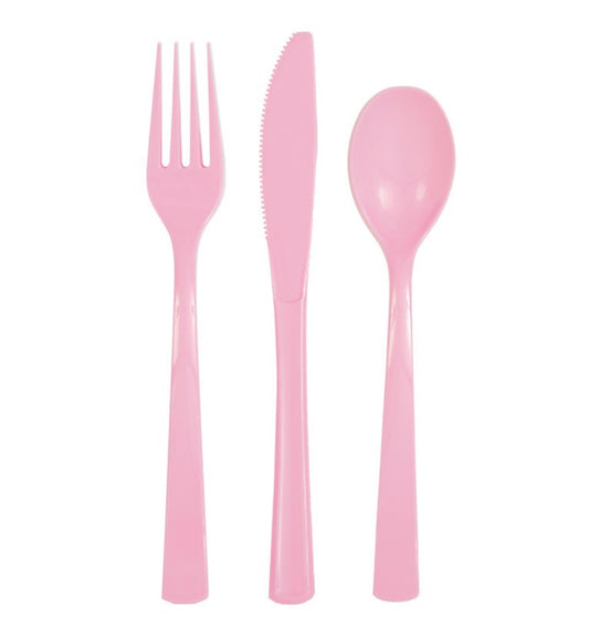 Light Pink Assorted Plastic Cutlery 18ct