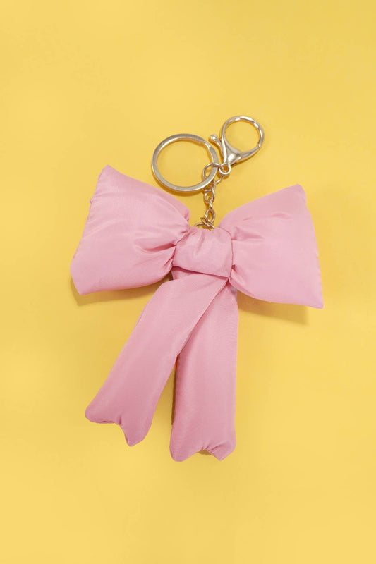 TRENDING PUFFY BOW RIBBON BAG CHARM KEYCHAIN | 40KC109: Pink