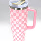 40oz STAINLESS STEEL TUMBLER ALL STYLES | TB40OZ: BOW CHECKER OFF WHITE