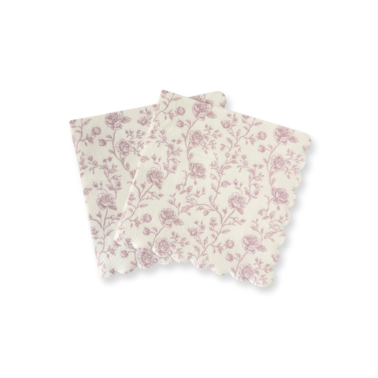 Pink Toile Cocktail Napkins, 12pcs