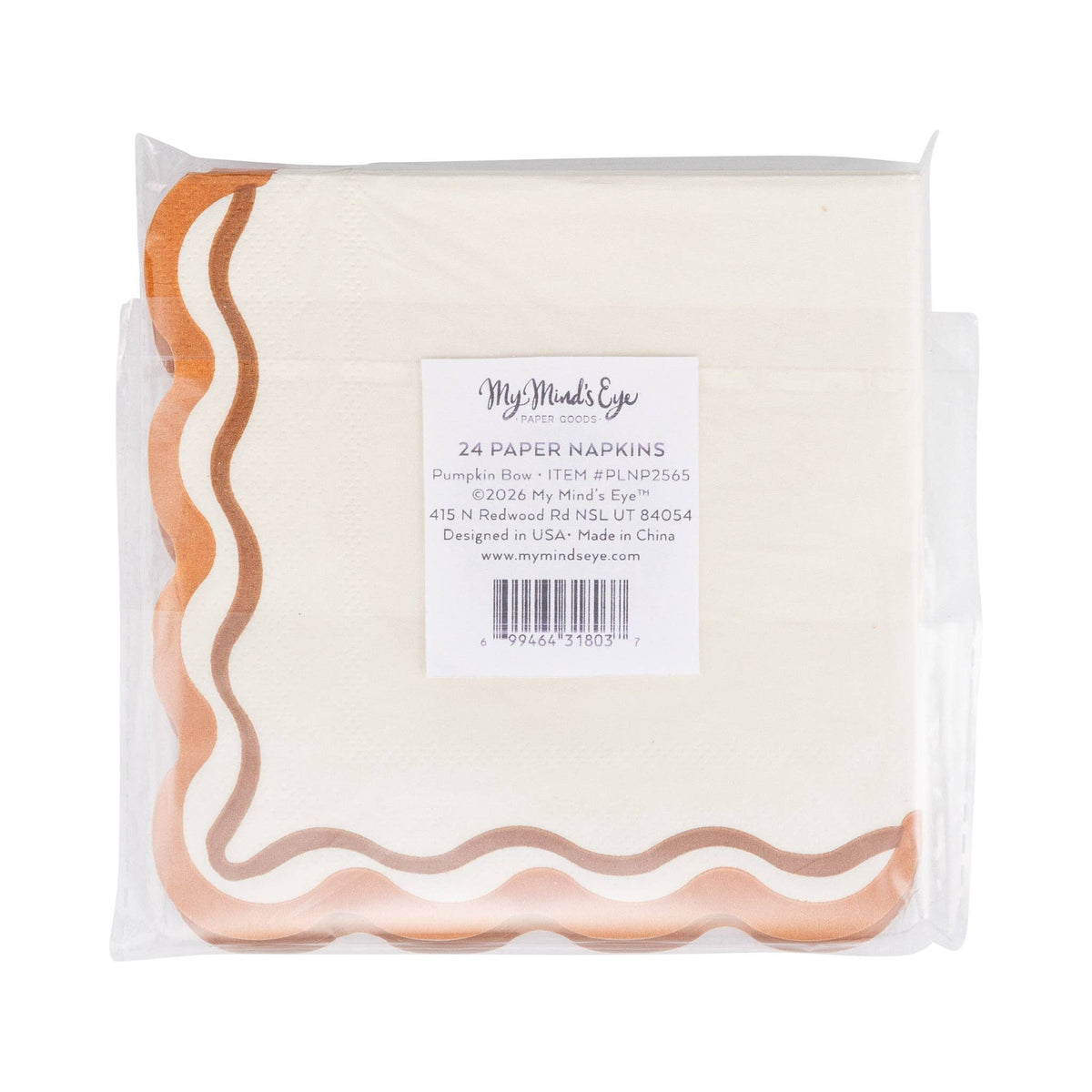 PLNP2565 - PUMPKIN BOW COCKTAIL NAPKIN (24ct)