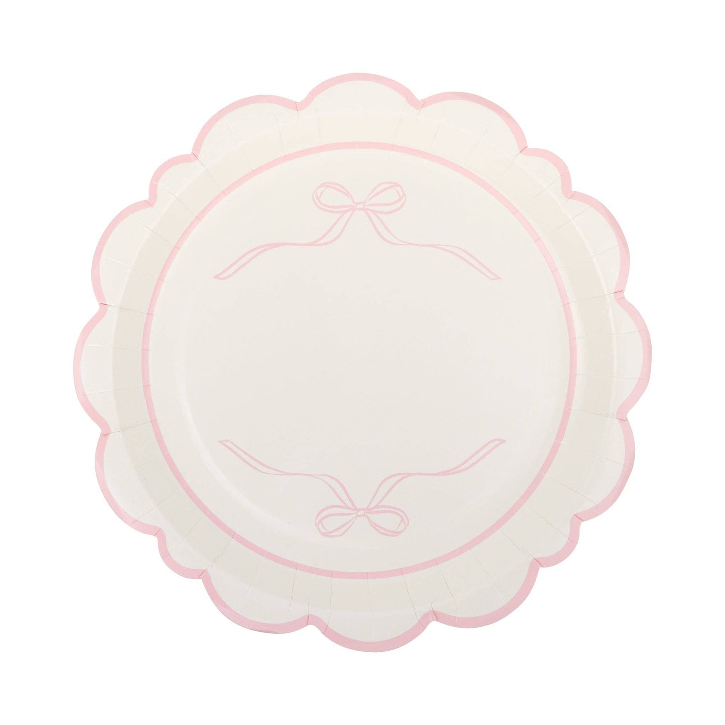 PLPL1830 - Round Pink Bows Paper Plate