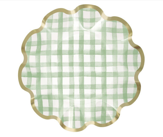 Green Gingham 10” Plates 8ct