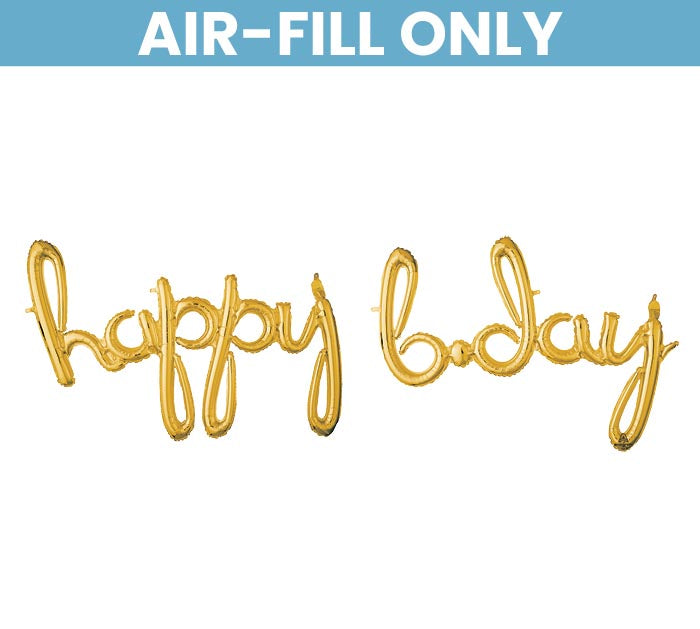Happy Birthday Phrase Cursive Script Gold(Air-Fill)