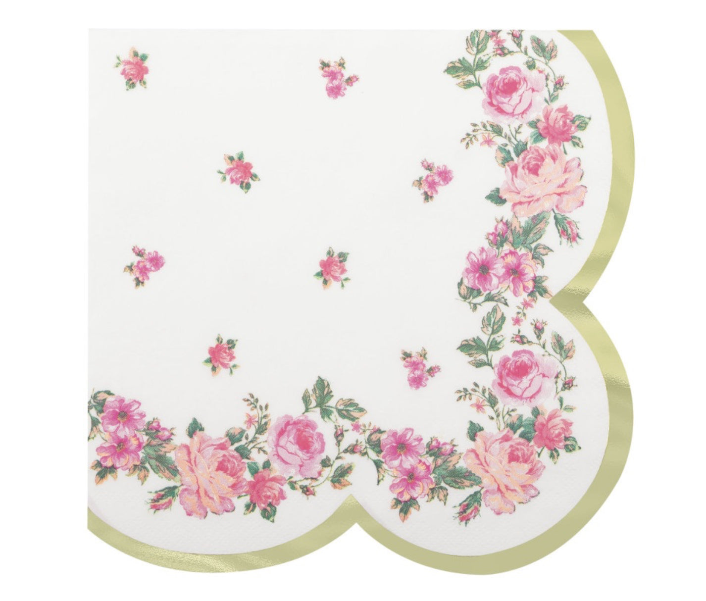 Golden Garden Party Shaped Edge Dinner Napkins 16ct - Foil Stamping