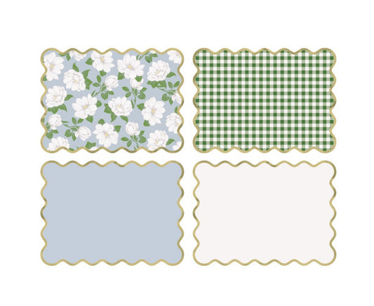 Garden Party Assorted Scalloped Paper Placemats 8ct