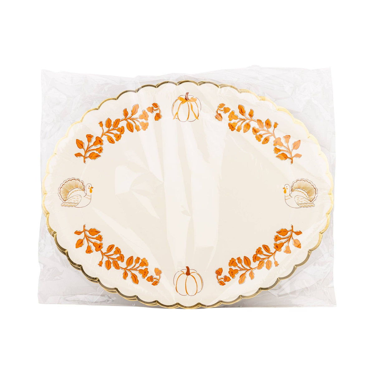 PLPP170 - Pumpkin Gold Scalloped Fall 17" Paper Serving Platters 6ct
