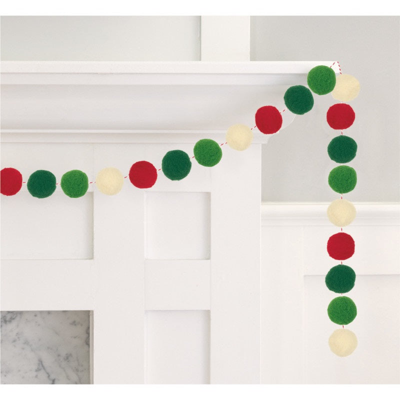 Classic Christmas Felt Pom Pom Garland