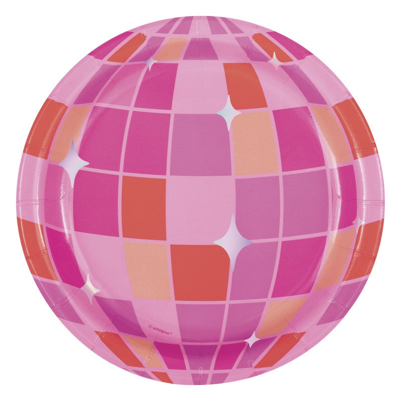 Pink Disco Ball 7“ Plates- 8ct