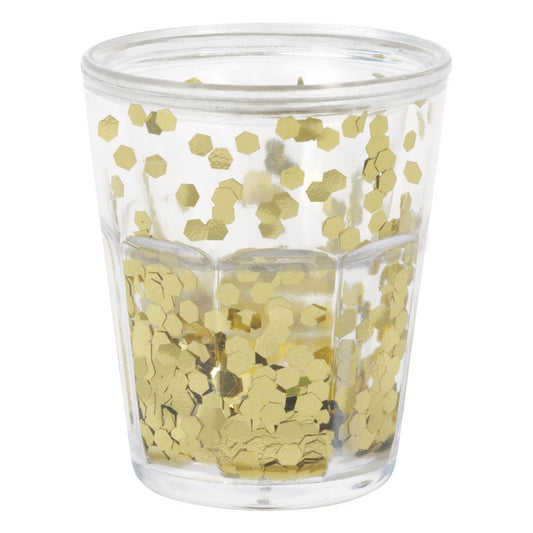 Gold Glitter Plastic Shot Glasses - 2ct