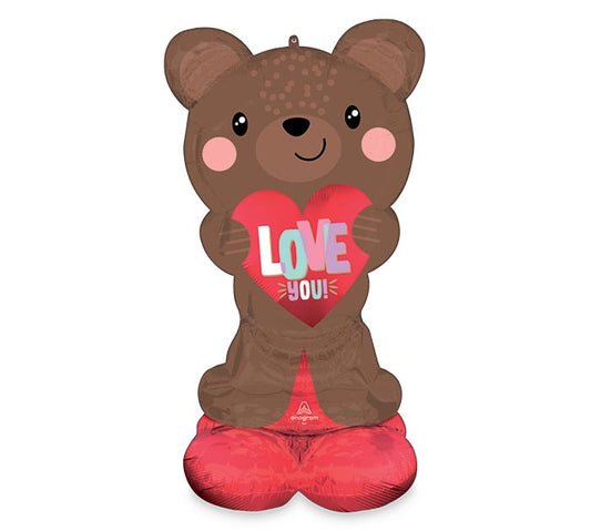 49" AIRLOONZ SATIN BROWN LOVE BEAR