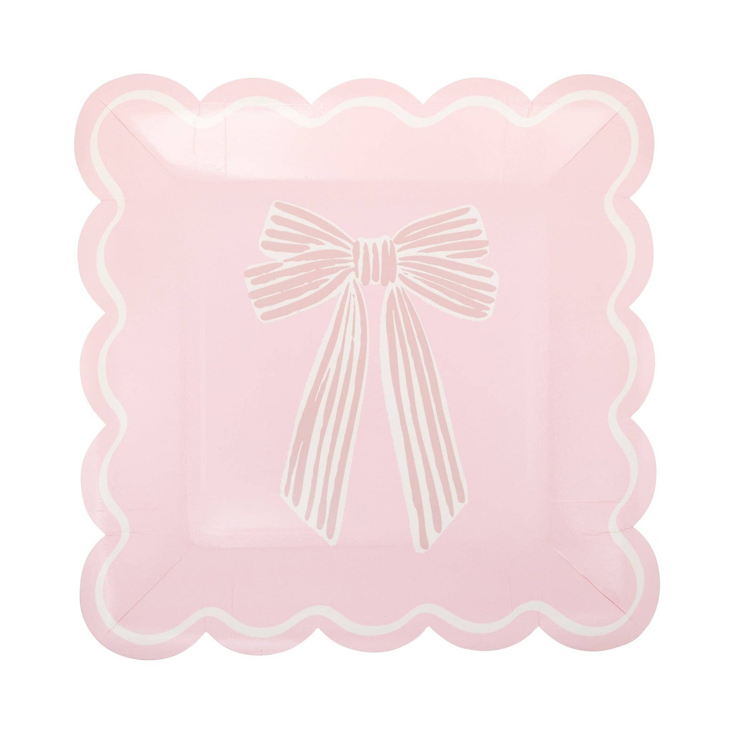 PLPL1828 - Large Pink Bows Paper Plate Set