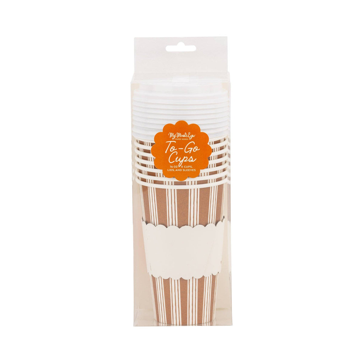 PLTG1825 - Striped Bow Pumpkin Pink To Go Cups (8ct 16oz)