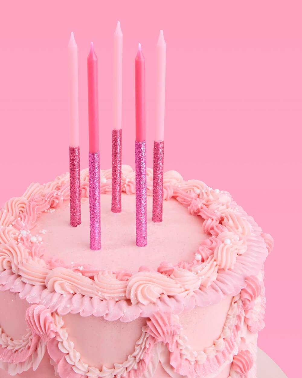 Pink Glitter Candles, Birthday Girl, Cake Topper, Cupcake