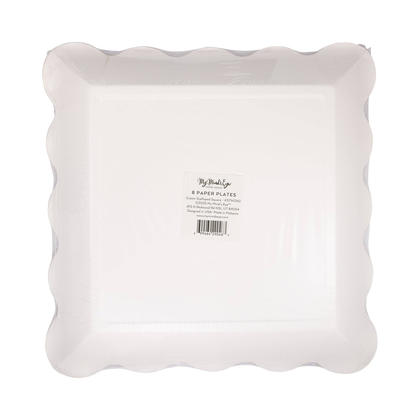 STN1242 - Cream Scalloped Square Plate