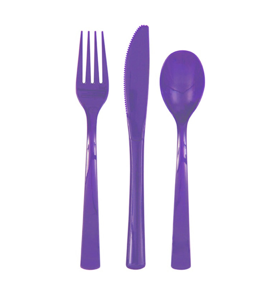 Purple Assorted Plastic Cutlery 18ct