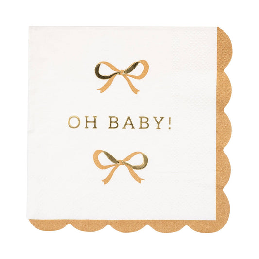 BAB1139 - Oh Baby Gold and Tan Cocktail Napkin
