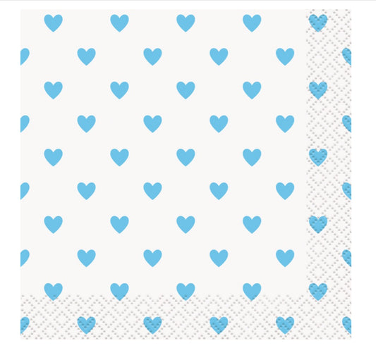 Blue Heart Beverage Napkins