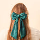 Satin Hair Bow- Dark Green