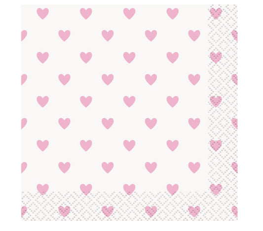 Pink Heart Beverage Napkins