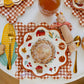 GBL1343 - Rust Gingham Scalloped Square Paper Plates