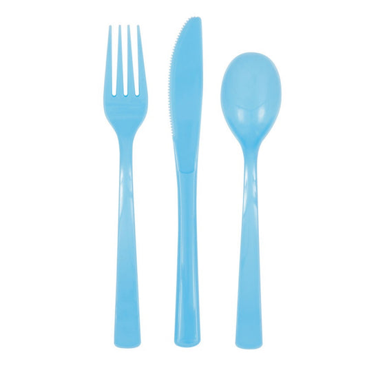 Light Blue Assorted Plastic Cutlery 18ct